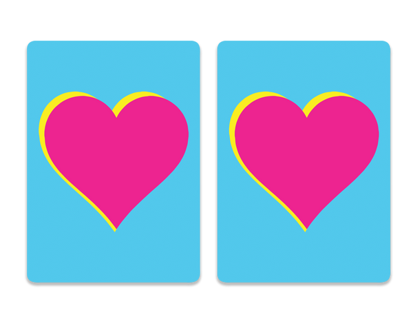 Cards-plastic PVC playing cards Pink heart on blue background