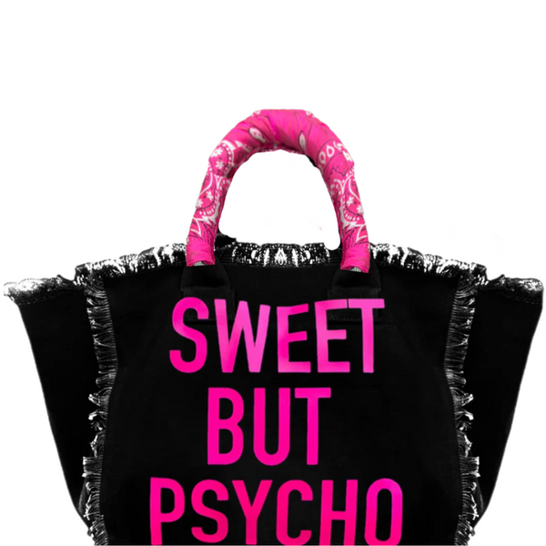 Sweet But Psycho Fringe Canvas Bag