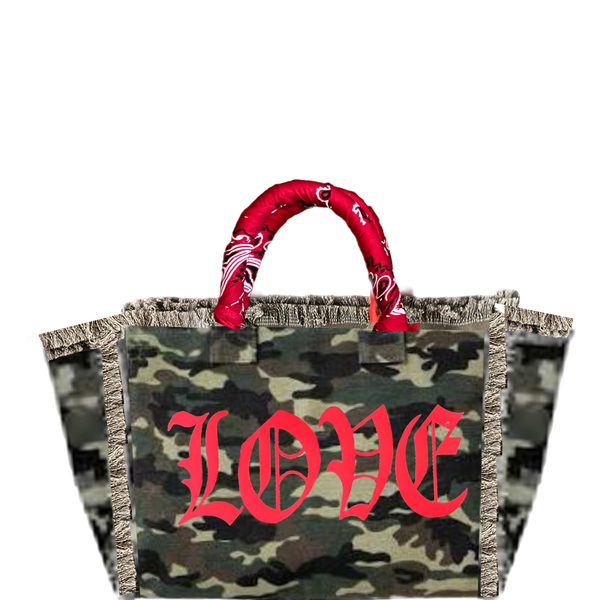 LOVE Chrome Fringe Canvas Bag