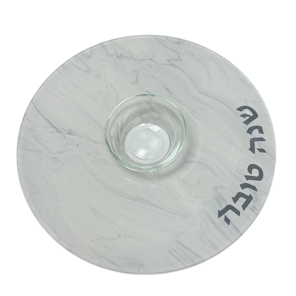 Acrylic Honey  Tray with Stick – Lazy Susan White Marble  SALE