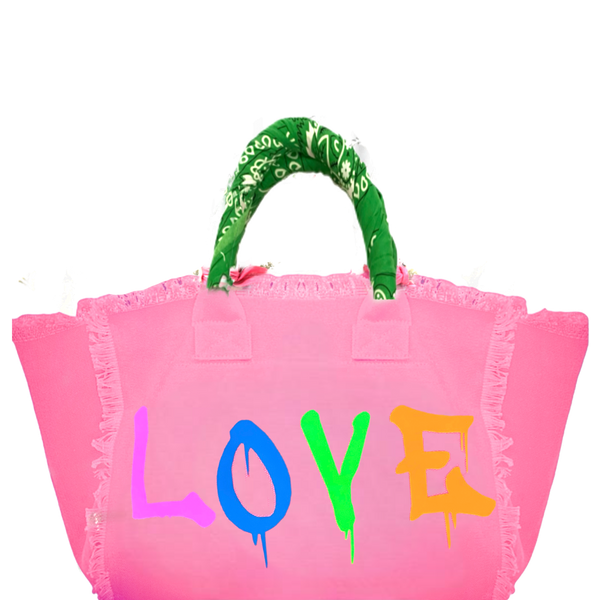Love Neon Drip Fringe Canvas Bag
