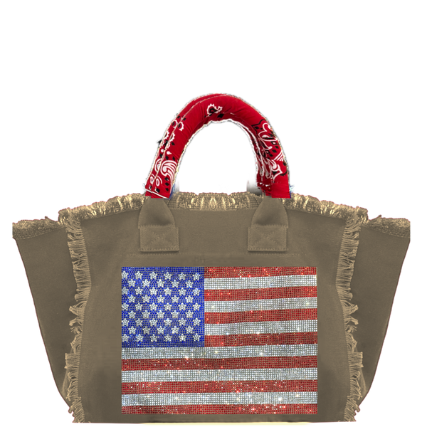 Usa Flag Canvas Fringe Bag SAMPLE SALE