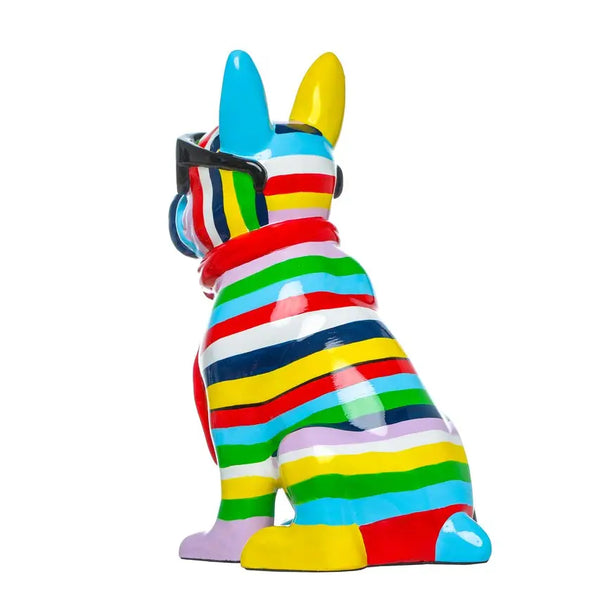 Stripe Dog with Black Glasses Sculpture - 14