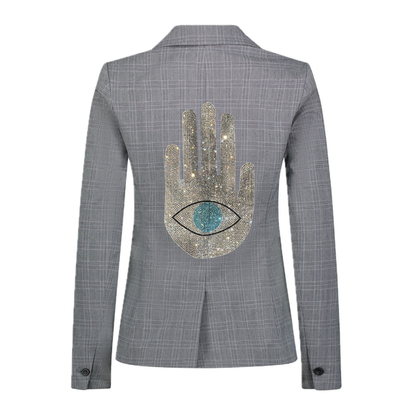 Hamsah Silver  Plaid Blazer