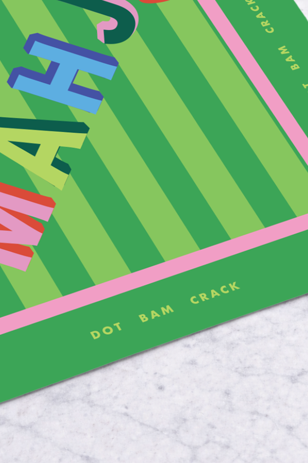 Mahjong Tile Mat in MAHJ Block in Green and Pink