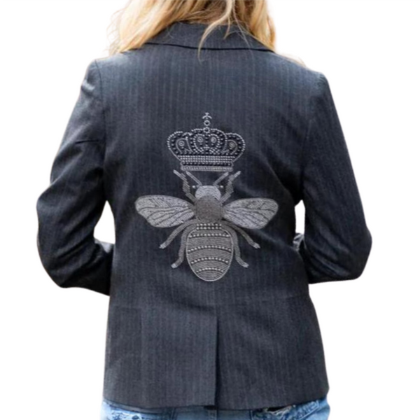 Bee Pinstripe - Charcoal SAMPLE SALE