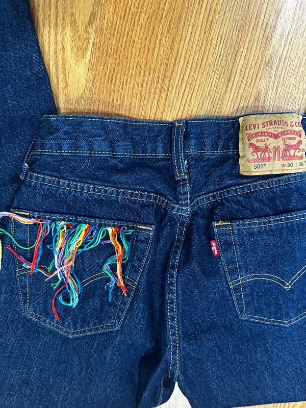 Refurbished Vintage Crochet Hand Embroidered Pants Sample Sale