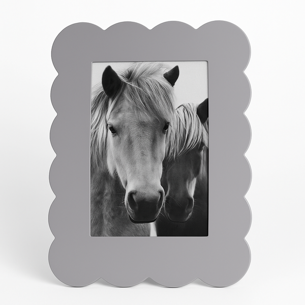 Scalloped Photo Frame Grey