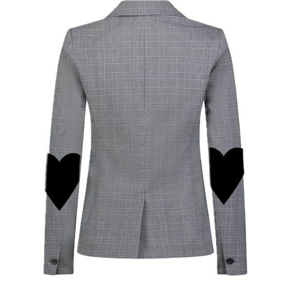 Black Hearts On Elbow Plaid Blazer