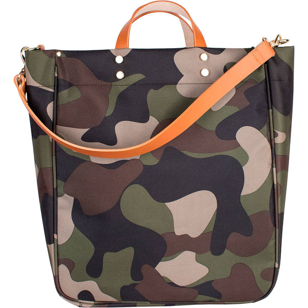 Camo Nylon Tote with Leather Accents
