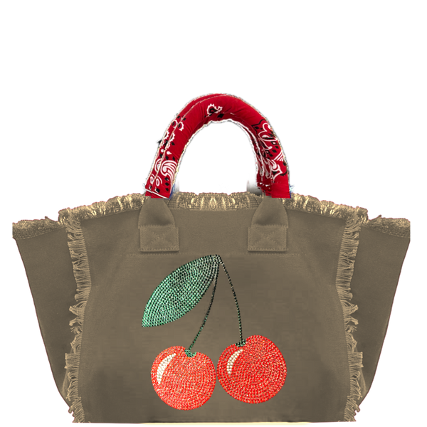 Cherries Canvas Fringe Bag SAMPLE SALE