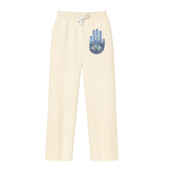 Hamsah Crystals Sweatpants White SAMPLE SALE