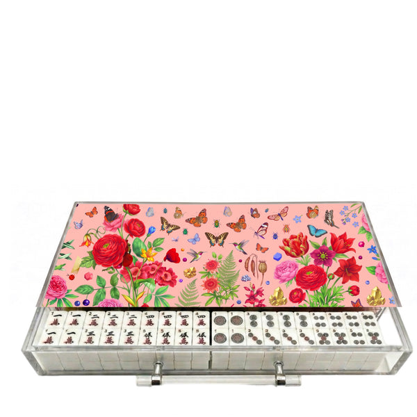 Floral Butterflies Mahjong Acrylic Mahjong Case (Customizable)