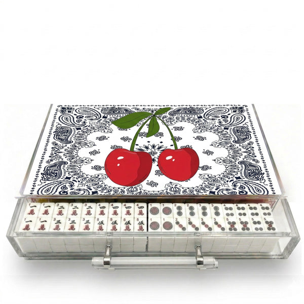 Mahjong Set Bandana Cherries White  - Acrylic