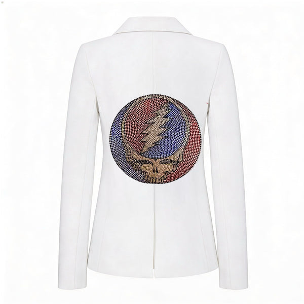 White Denim Blazer - Steal My Face