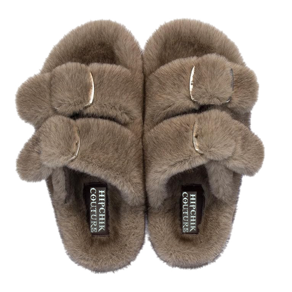 Faux Luxe Fur Sandals Natural