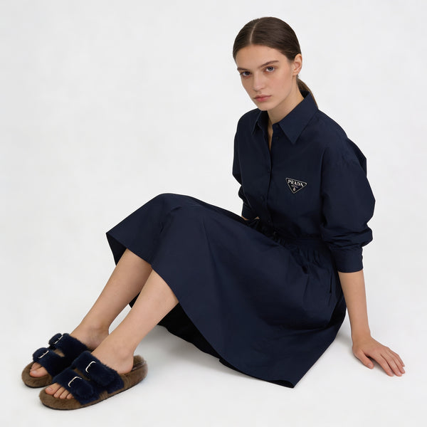 Mink Sandal Shoes - Brown 'n' Navy