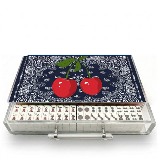 Mahjong Set Bandana Cherries Navy - Acrylic