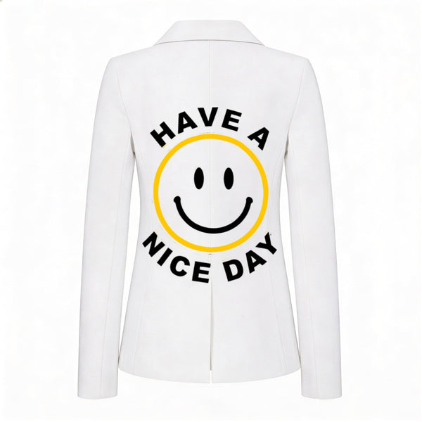White Denim Blazer - Have a Great Day OG