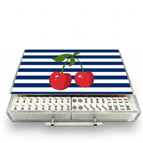 Mahjong Set Cherries Navy - Acrylic