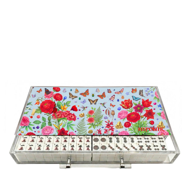 Floral Butterflies Mahjong Acrylic Mahjong Case (Customizable)