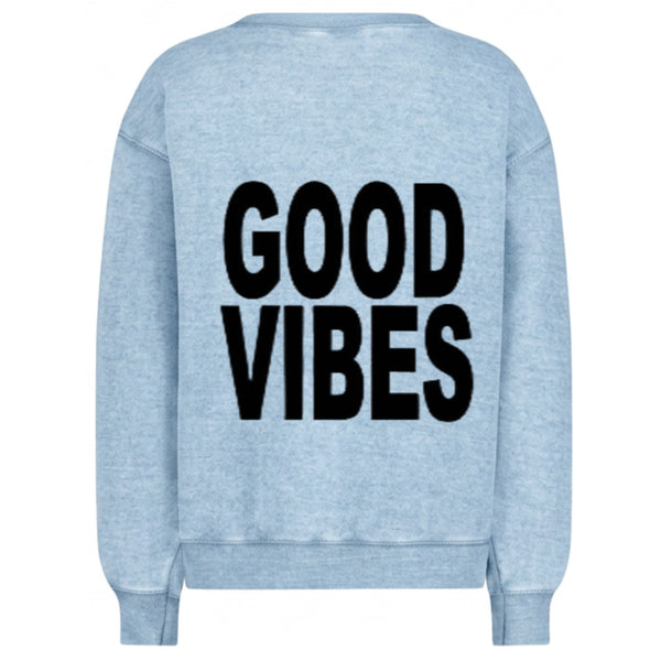 Good Vibes Lt Blue Smile Crew Sample Sale