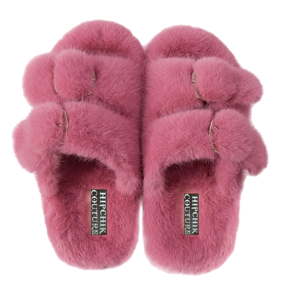 Faux Luxe Fur Sandals Rose