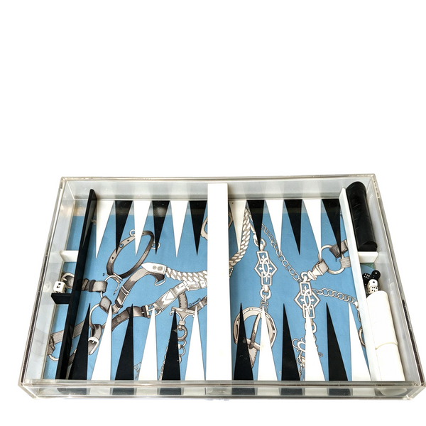 The Scarf Print Equestrian Acrylic Backgammon Set