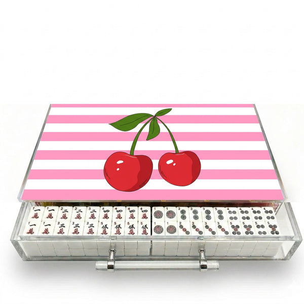 Mahjong Set Cherries Pink - Acrylic