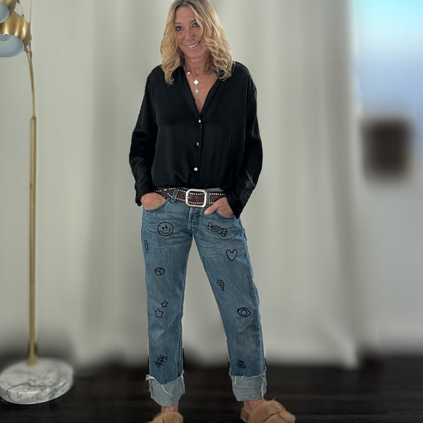 Happy Refurbished Embroidered Vintage Relaxed Denim