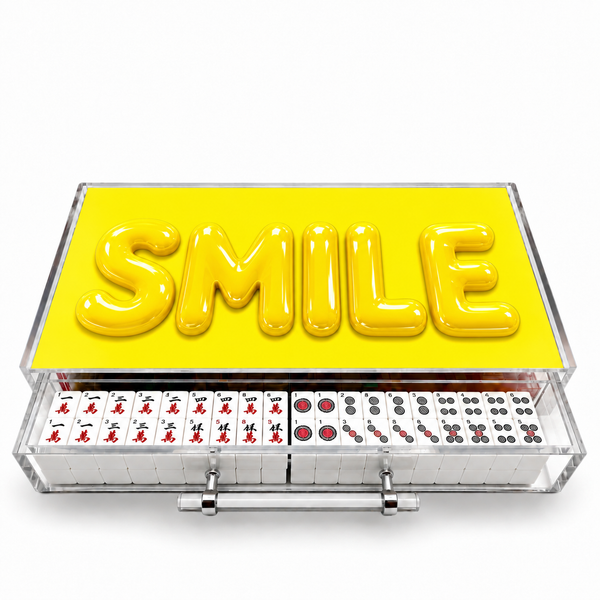 Smile Bubble Letters Acrylic Mahjong Case