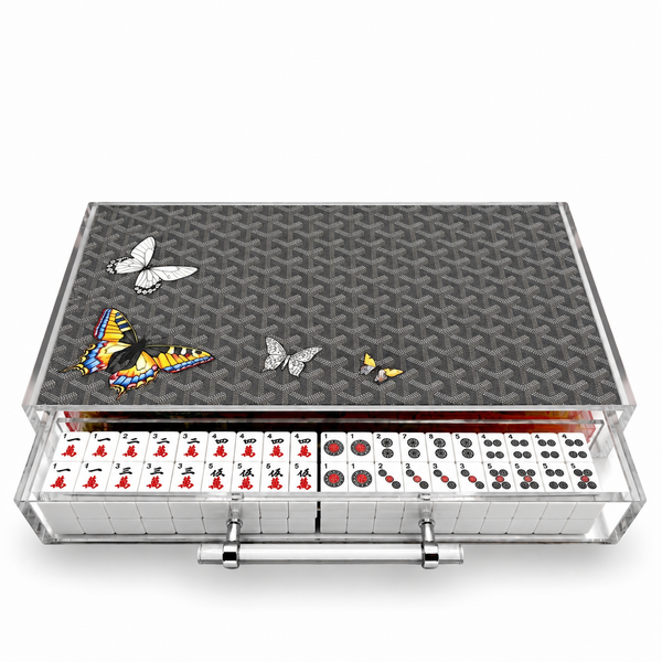 Mahjong Set Charcoal Butterflies - Acrylic