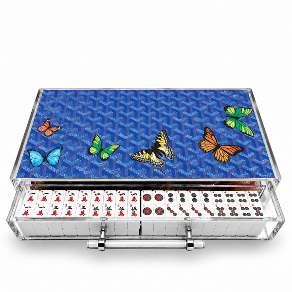 Mahjong Set Blue Butterflies - Acrylic