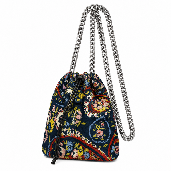 Drawstring Flower Chain Silk Like Pouch