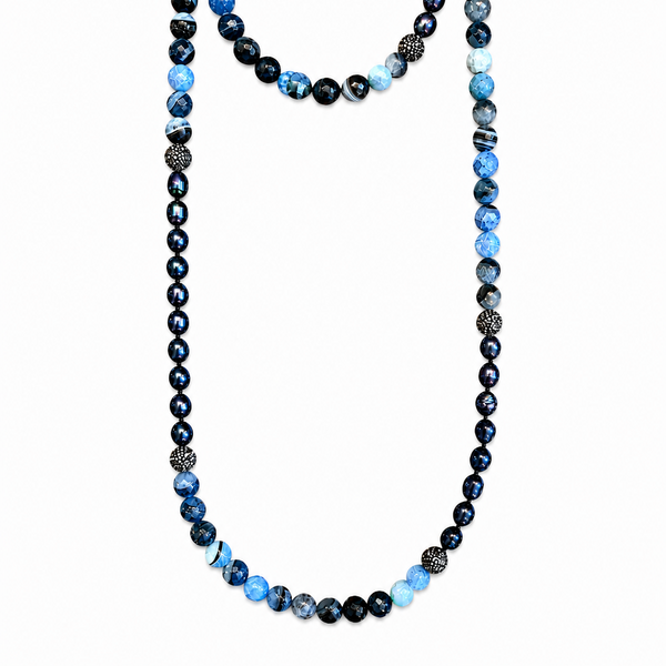 Hipchik Blue Agate & Pearl Necklace
