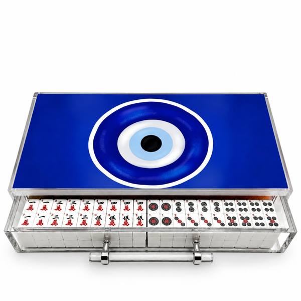 Evil Eye Navy Acrylic Mahjong Case
