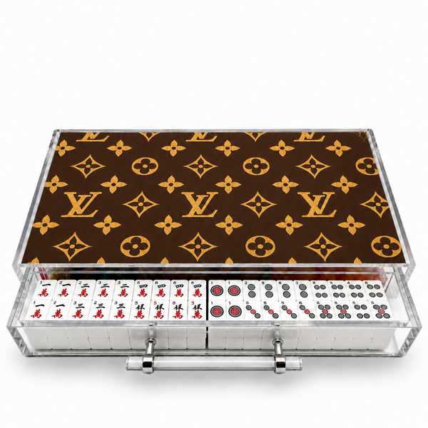 LV Inspired Design Acrylic Mahjong Case