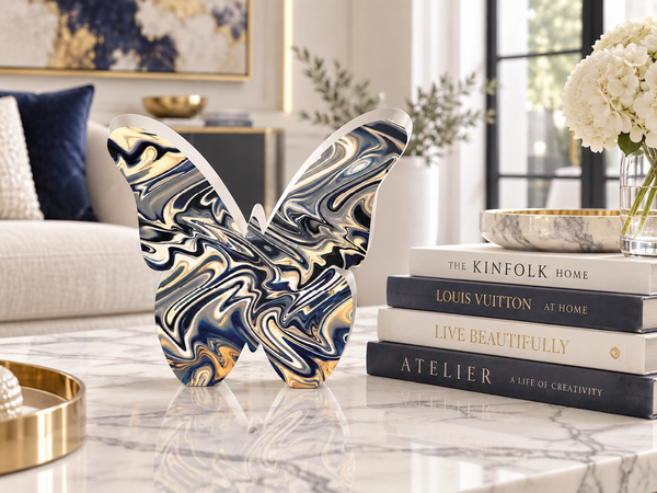 Butterfly Acrylic Object Shelf Decor Blue Abstract