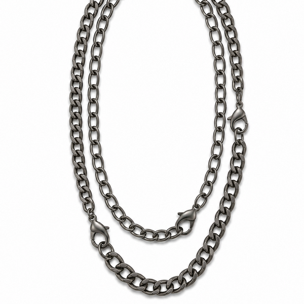 Hipchik  Gunmetal Mixed-Link Chain Necklace