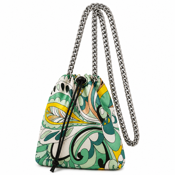 Drawstring Pucci Inspired  Silk Pouch
