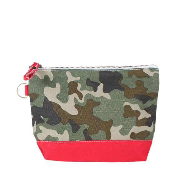 Canvas Make Up Accessories Camo Zip Pouch: Red