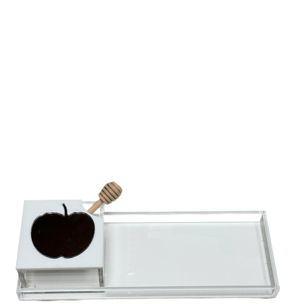 Acrylic Honey Tray with Stick – White