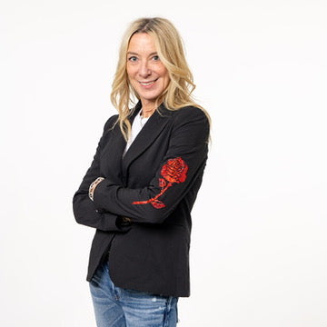 Rose Sleeve Blazer - Black