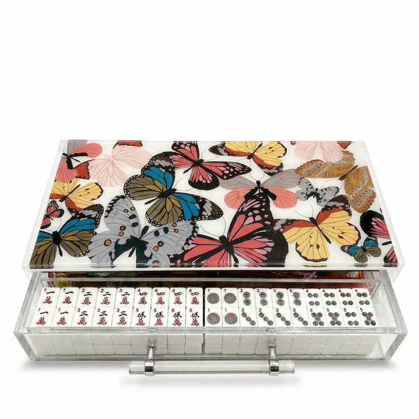 Mahjong Set Colorful Big Butterflies - Acrylic