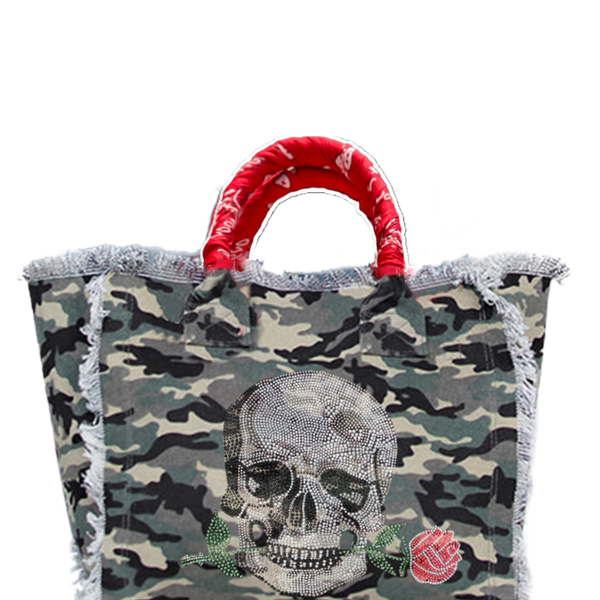 Skull & Rose Fringe Canvas Bag