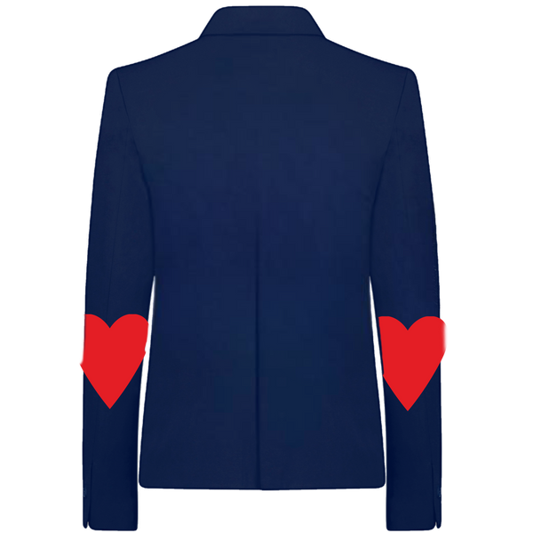 Red Hearts On Elbow Blazer Blazer Navy