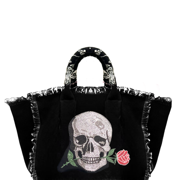 Skull & Rose OG Fringe Canvas Bag