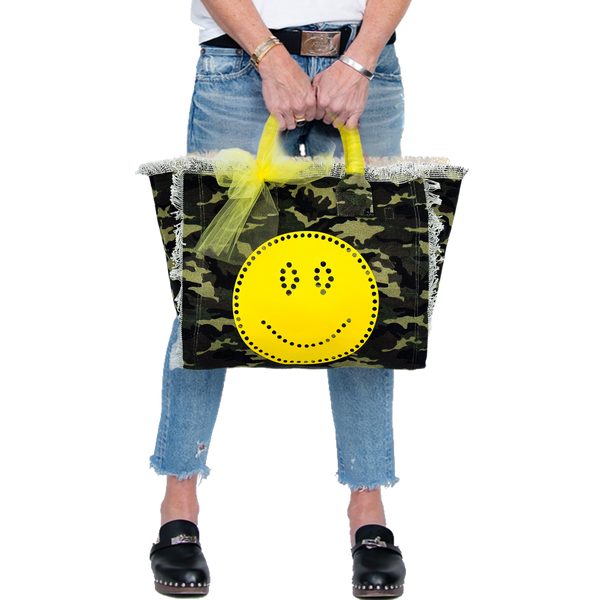 Dotted Yellow Smile Fringe Canvas Bag