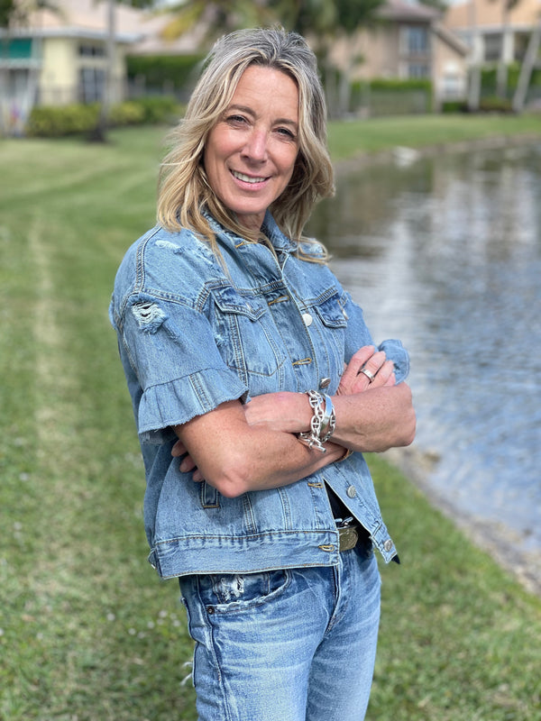 Denim Short Sleeve Ruffle SAMPLE SALE