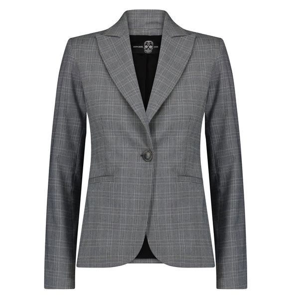 Hearts On Elbow Plaid Blazer